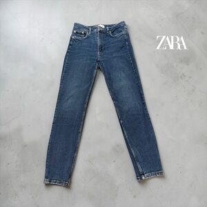 ZARA, High Waist Slim Fit Jeans, Stretch, Size 8, Medium Blue Wash